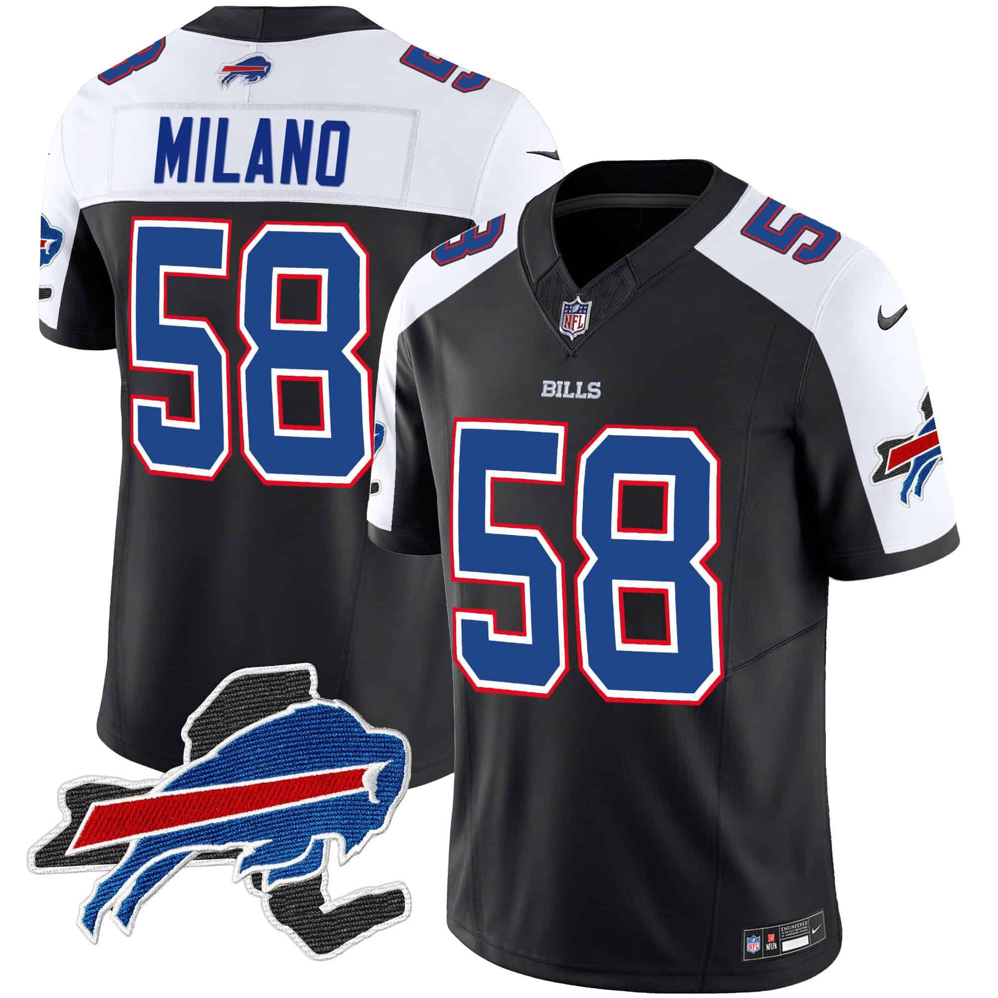 Men Buffalo Bills #58 Milano Black 2024 Nike Patch Vapor Limited NFL Jersey